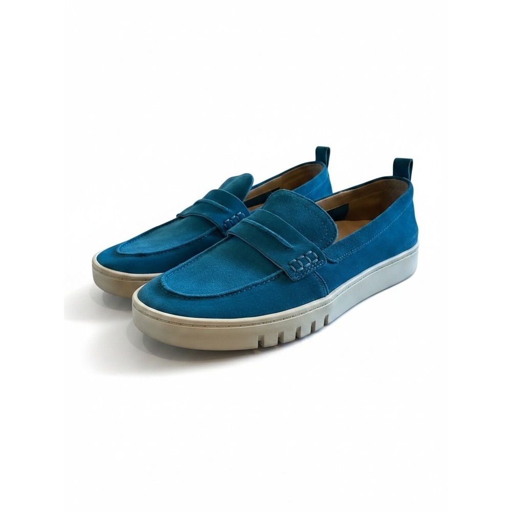 Vionic Chantel Loafers 8 Blue Suede Platform Orthotic Slip On Casual Preppy